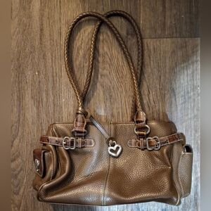 Brighton Brown Pebbled Braided Leather Bag.